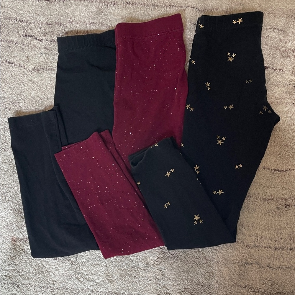 Cat & Jack Black and Burgundy Star Leggings Set